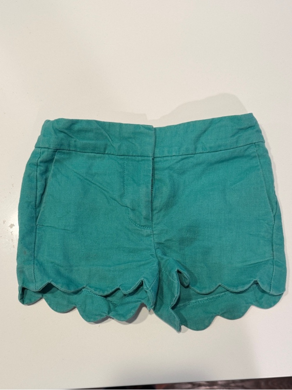 Scallop Hem Toddler Kelly Green Shorts